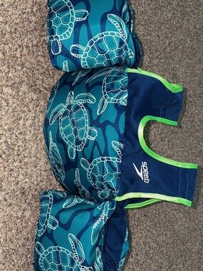 Speedo Teal & Navy Turtle Padded Swim Vest with Lime Trim